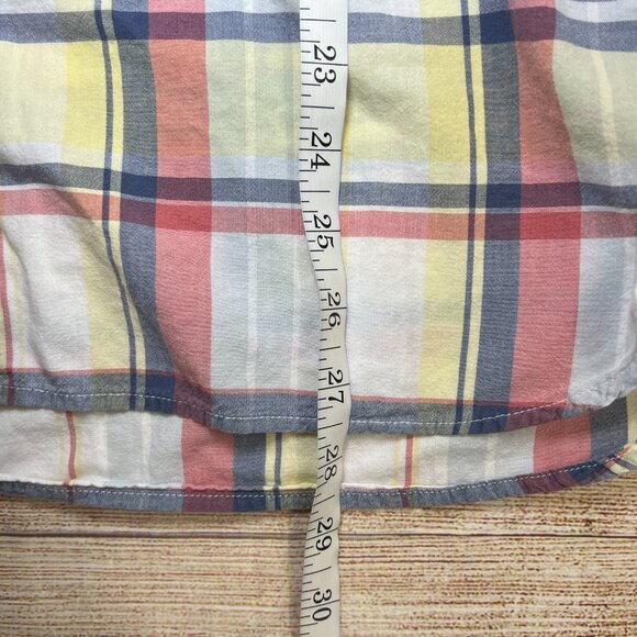 LL Bean Mens L Plaid Short Sleeve Shirt Slightly Fitted 100% Cotton Multi - Picture 5 of 9
